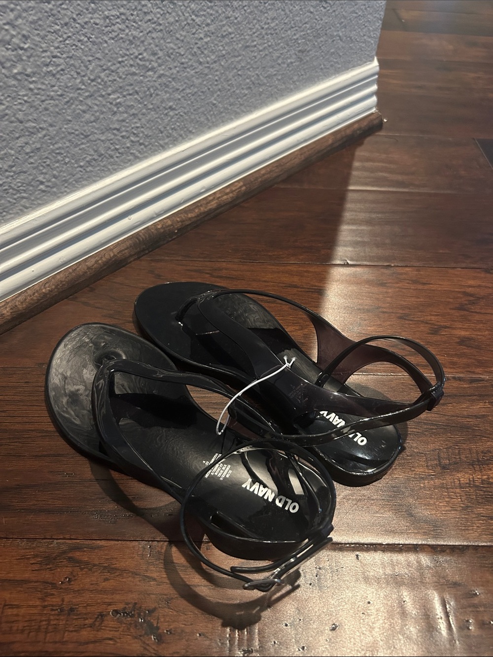 Old Navy Black Jelly Ankle-Strap Sandals